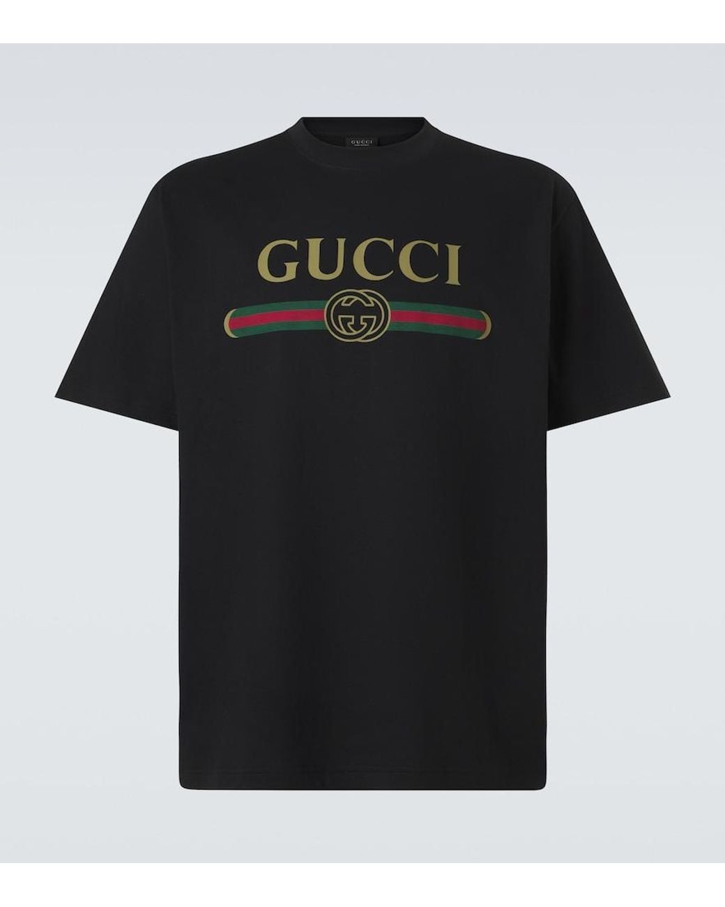 Gucci Black Logo Cotton And Silk Jersey T-Shirt for men