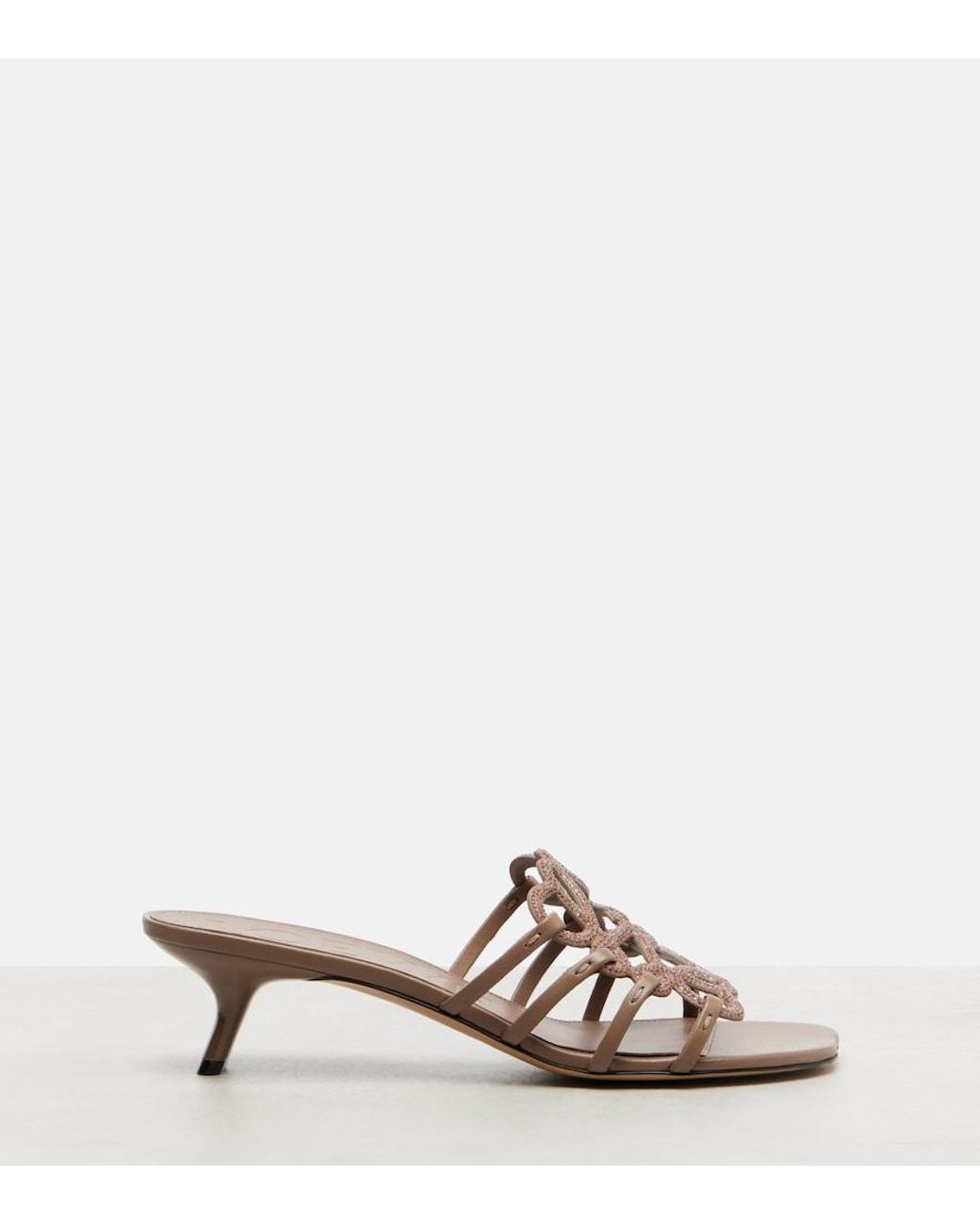Loewe Pink Petal Anagram Embellished Suede Mules