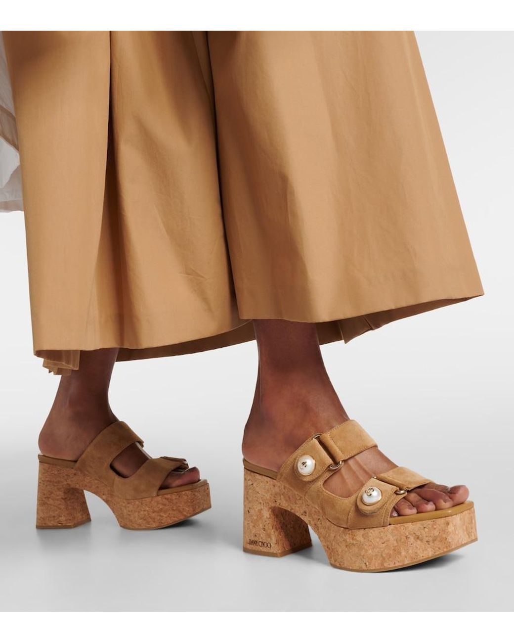 Jimmy Choo Brown Fayence 95 Suede Platform Mules