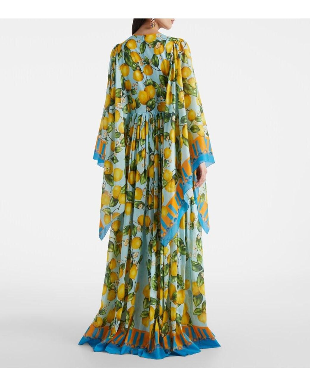 Dolce & Gabbana Yellow Taormina Printed Cotton Kaftan