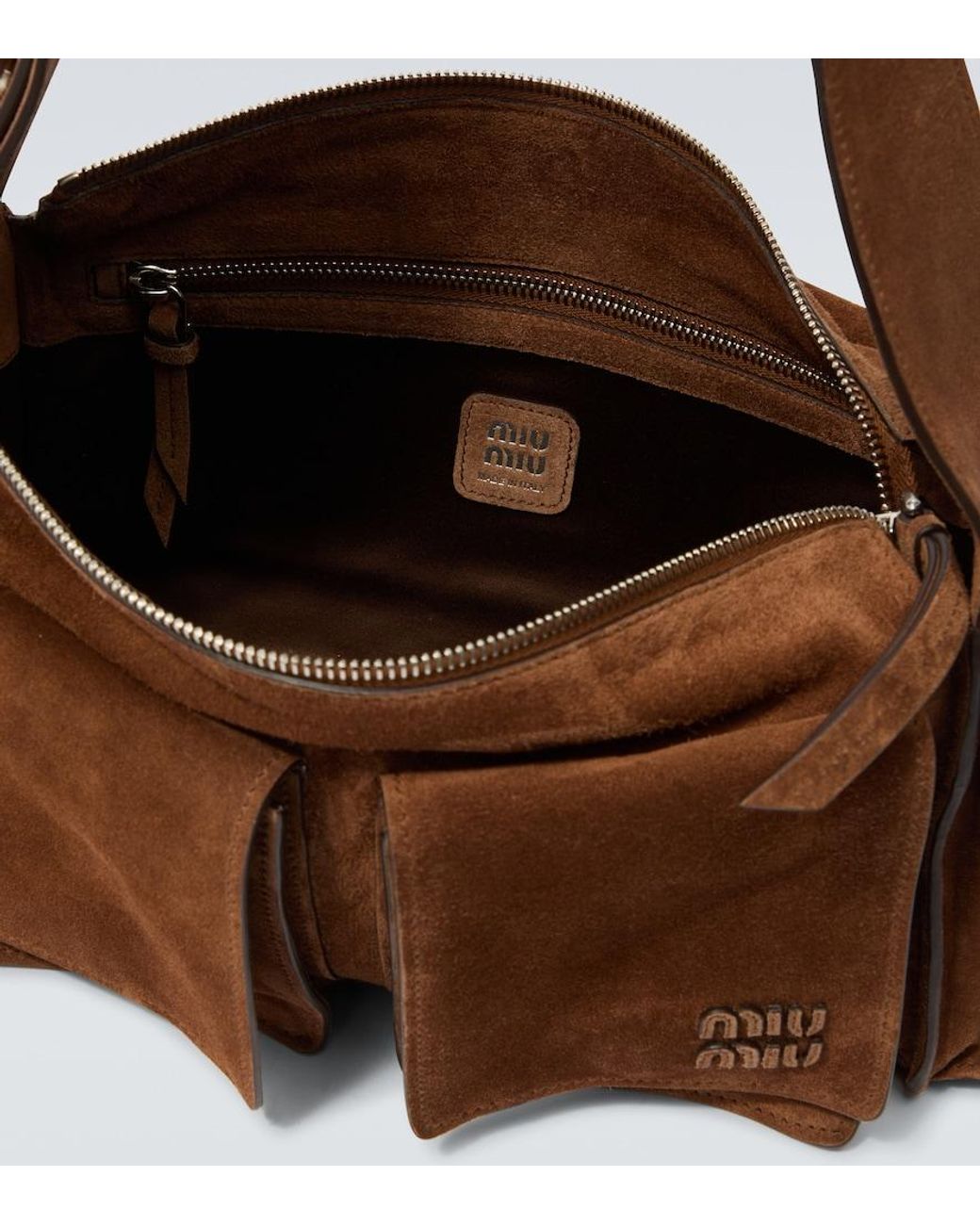 Miu Miu Brown Utilitaire Suede Shoulder Bag for men