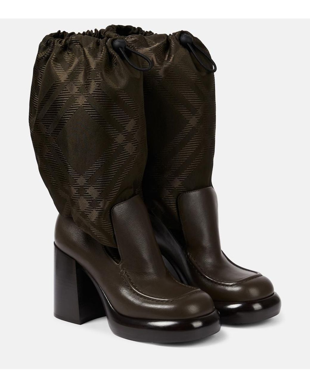 Burberry Black Kniehohe Stiefel Check