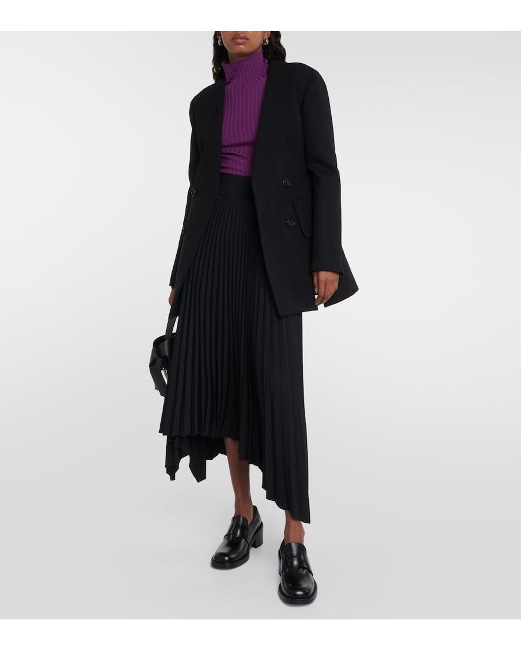 Plan C Purple Ribbed-Knit Wool Sweater