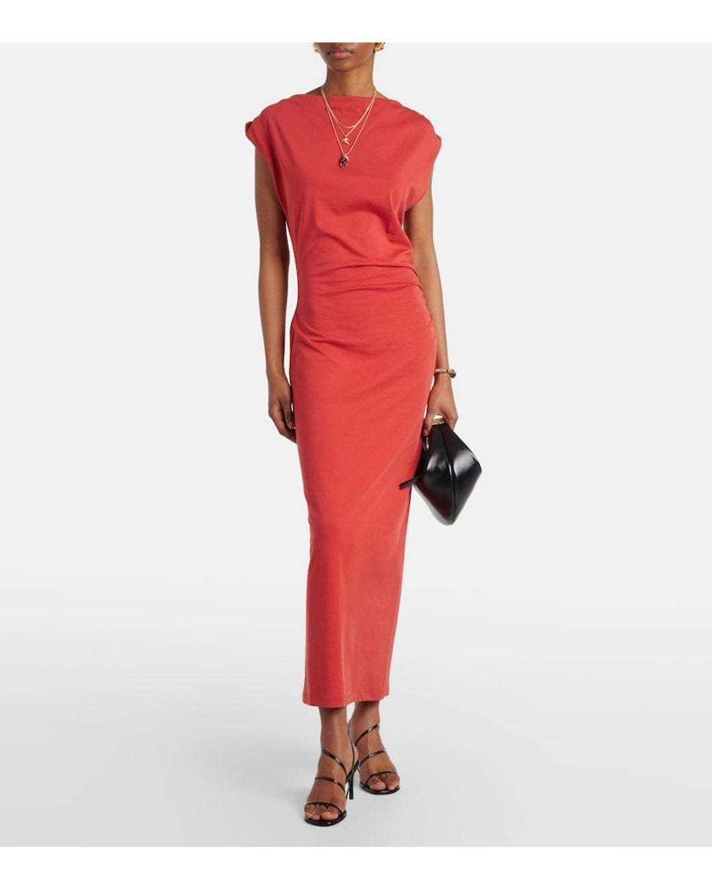 Vince Red Cotton Jersey Maxi Dress
