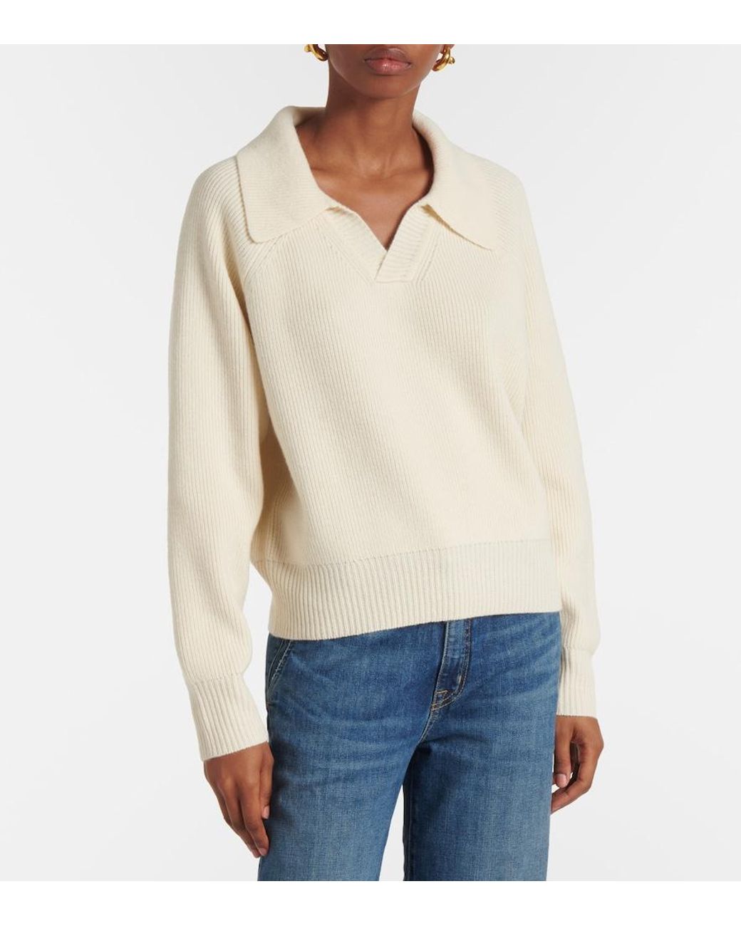 Nili Lotan Natural Selena Wool Polo Sweater