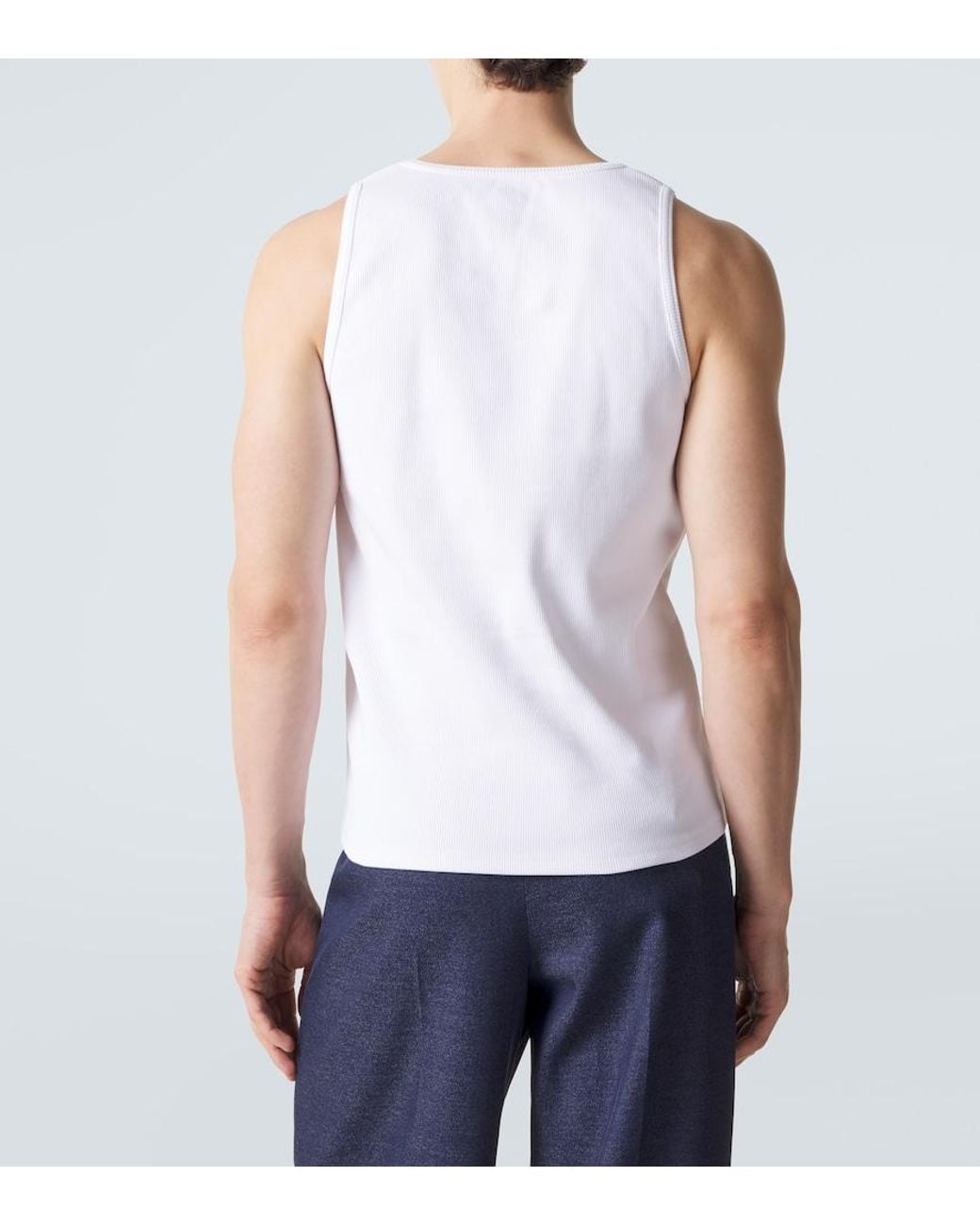Bottega Veneta White Classic Round Neck Dry Cotton Top for men