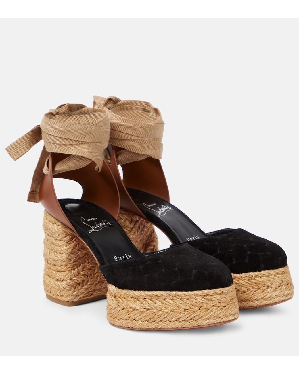 Christian Louboutin Brown Brigissima 70 Espadrille Sandals