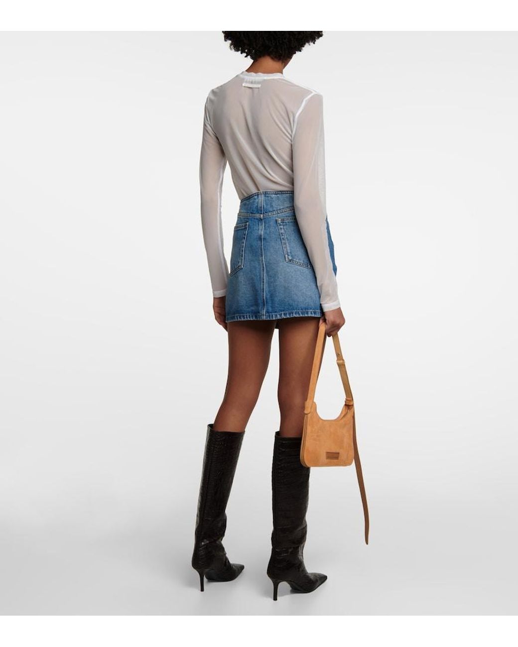 Y. Project Blue Cut-out Denim Miniskirt