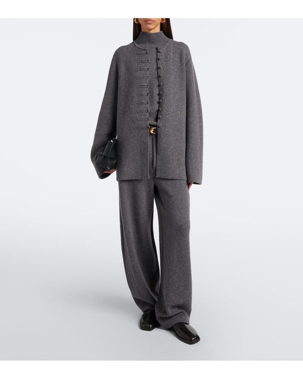 Lisa Yang Gray Veda Cashmere Barrel-Leg Pants