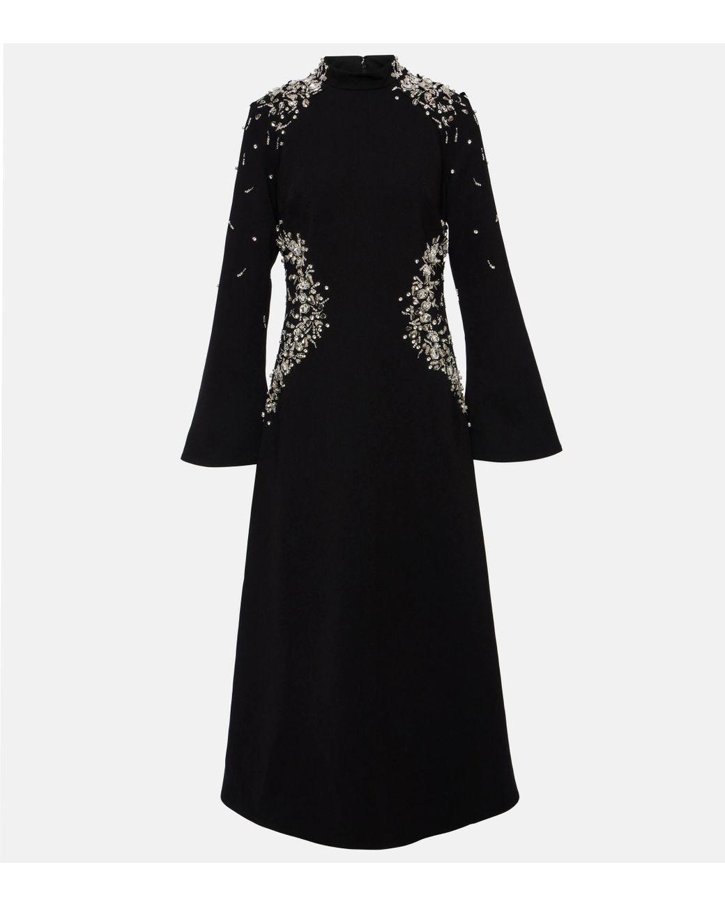 Jonathan Simkhai Odetta Crystal embellished Midi Dress in Black