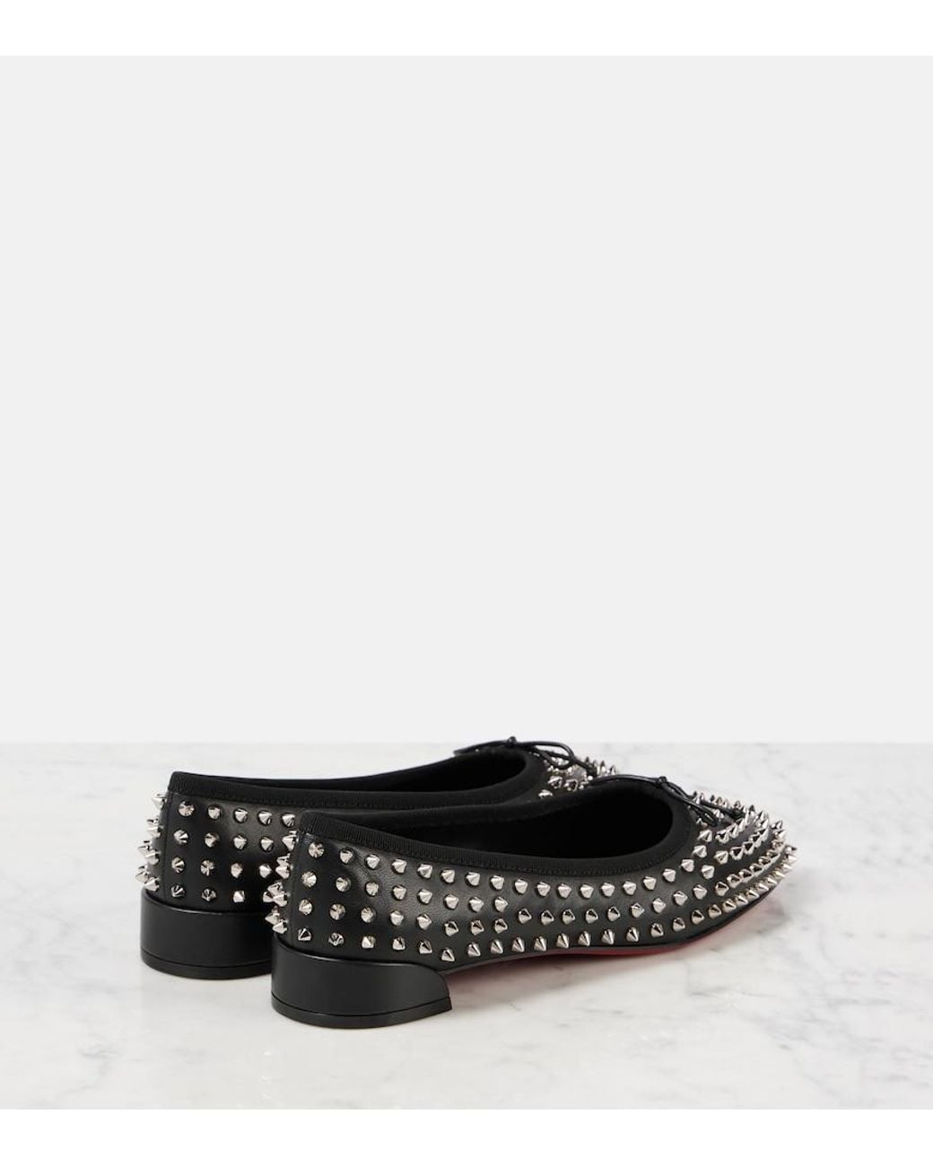 Christian Louboutin Black Sweetie Jane Spikes Leather Flat