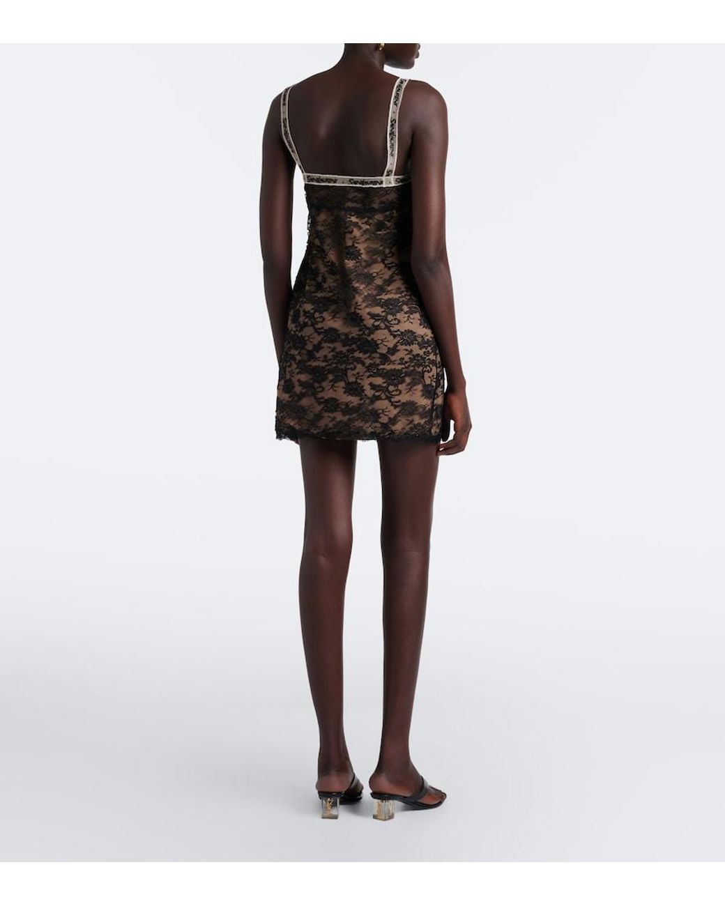 Saint Laurent Brown Lace Minidress