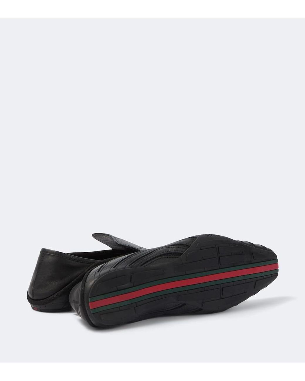 Gucci Black Web Stripe Leather Slip-On Sneakers for men