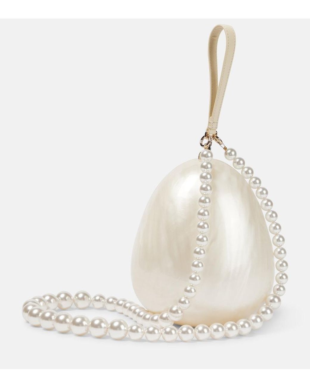 Simone Rocha White Egg Leather-Trimmed Clutch