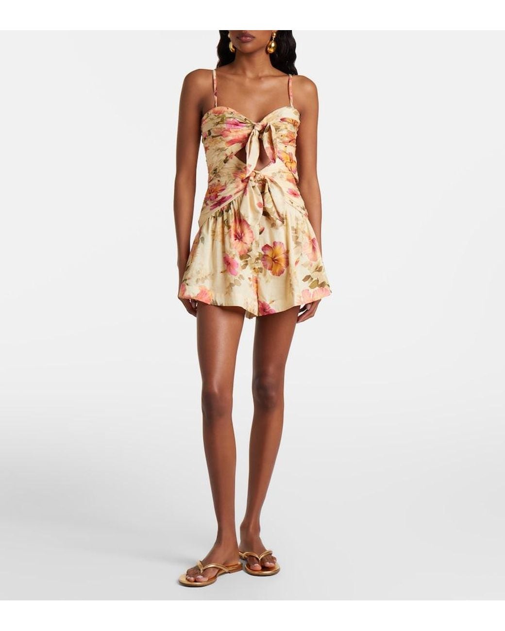 Zimmermann Natural Mahon Floral Cotton Romper