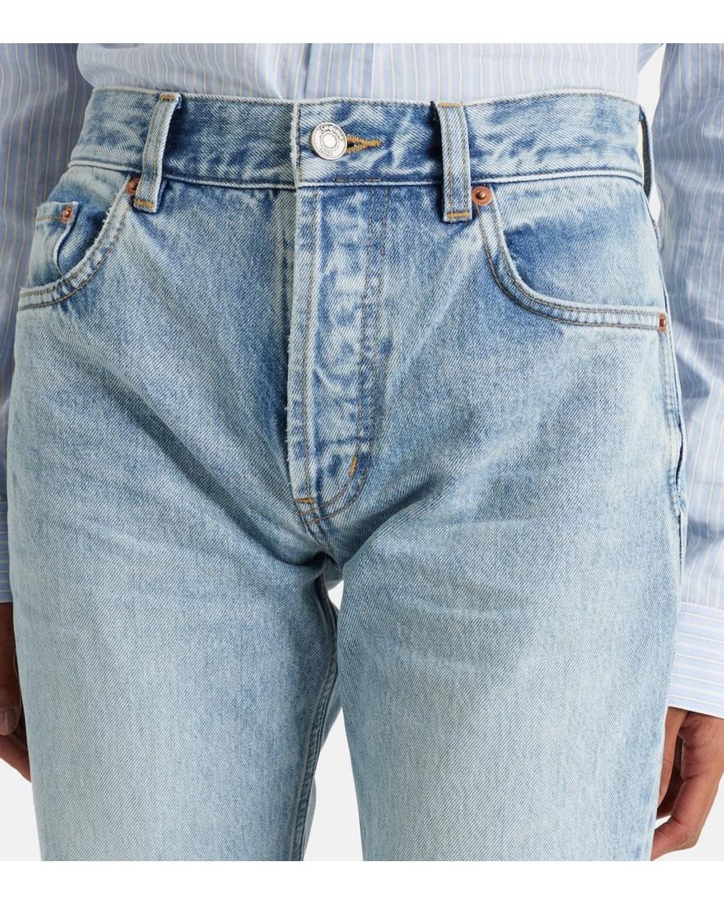 Saint Laurent Blue High-Rise Straight Jeans