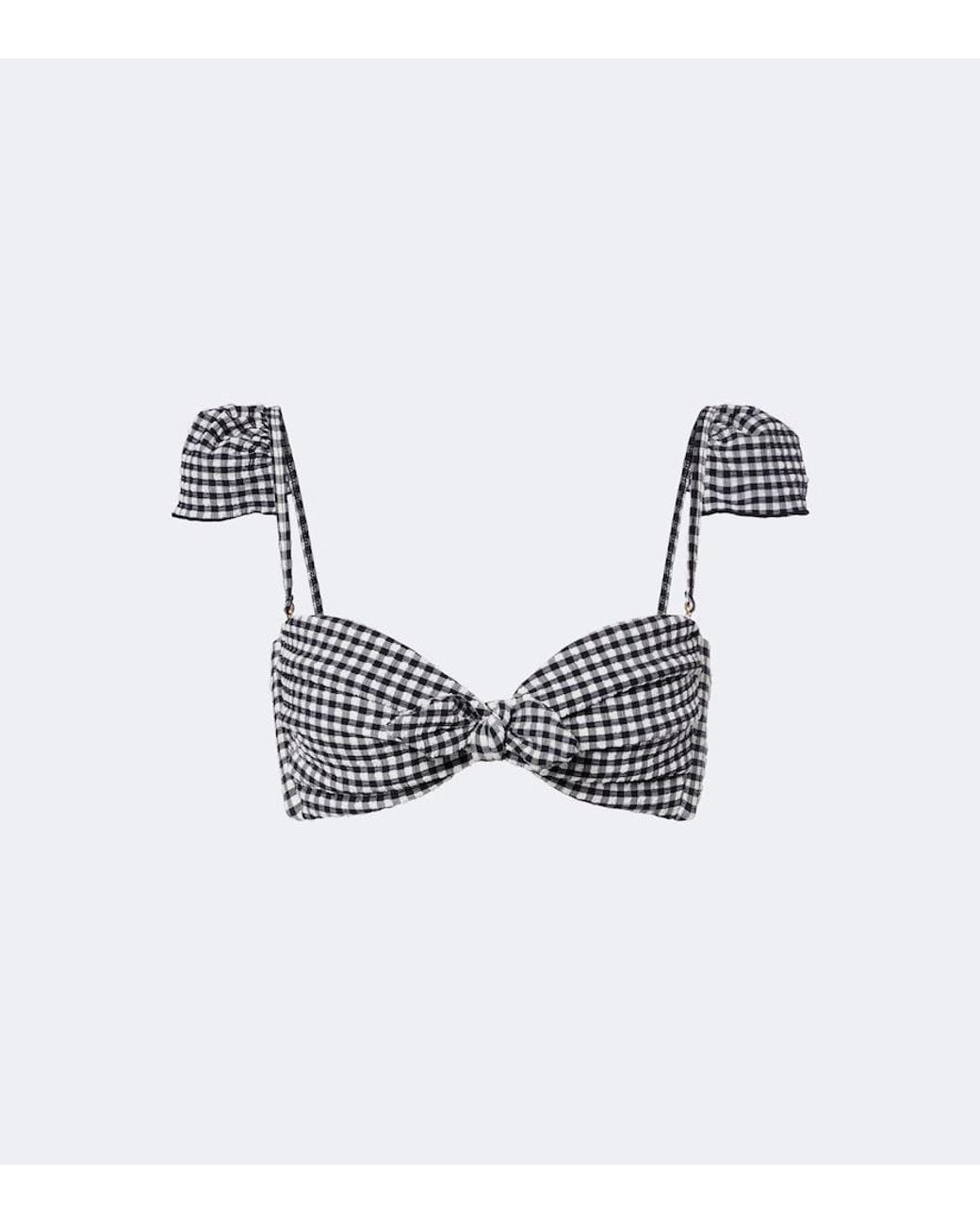 Montce Blue Cabana Gingham Seersucker Bikini Top