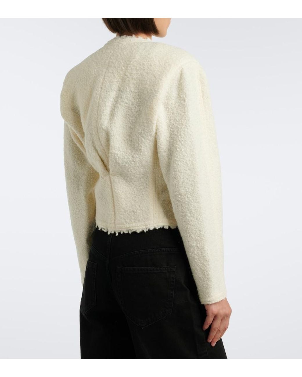 Isabel Marant White Suna Wool And Alpaca-Blend Boucle Jacket