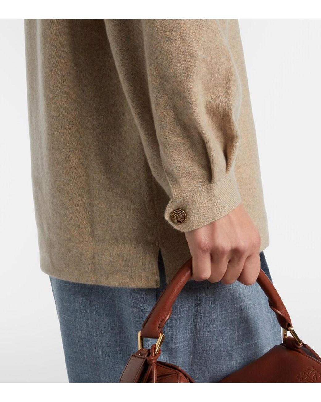 Loro Piana Natural Classic Cashmere Polo Sweater