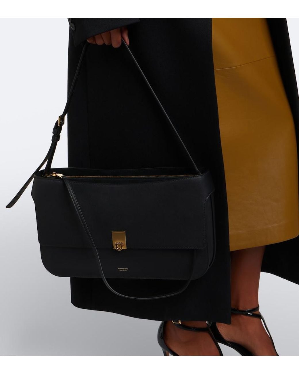 Ferragamo Black Cara Medium Leather Shoulder Bag