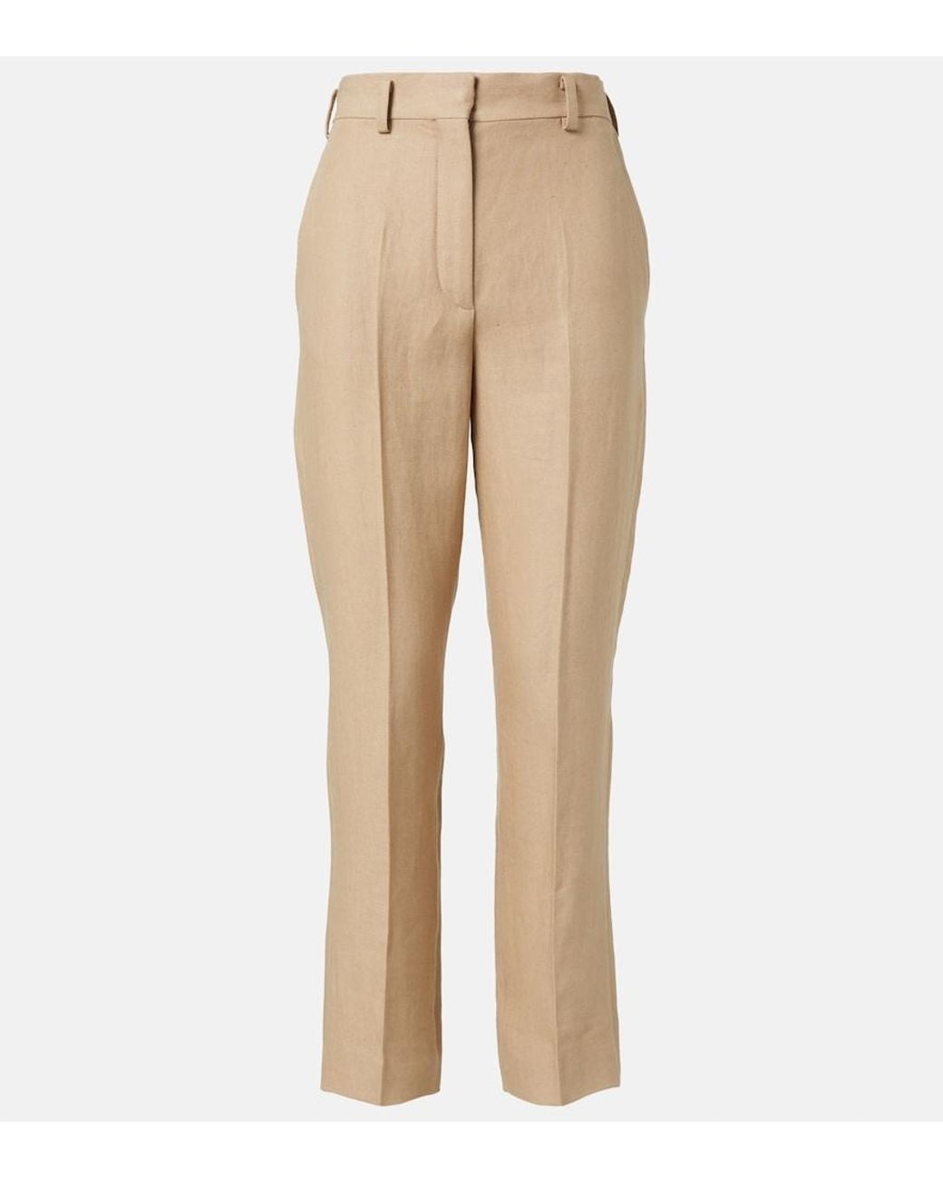 Loro Piana Natural Neo Derk Linen Crepe Straight Pants