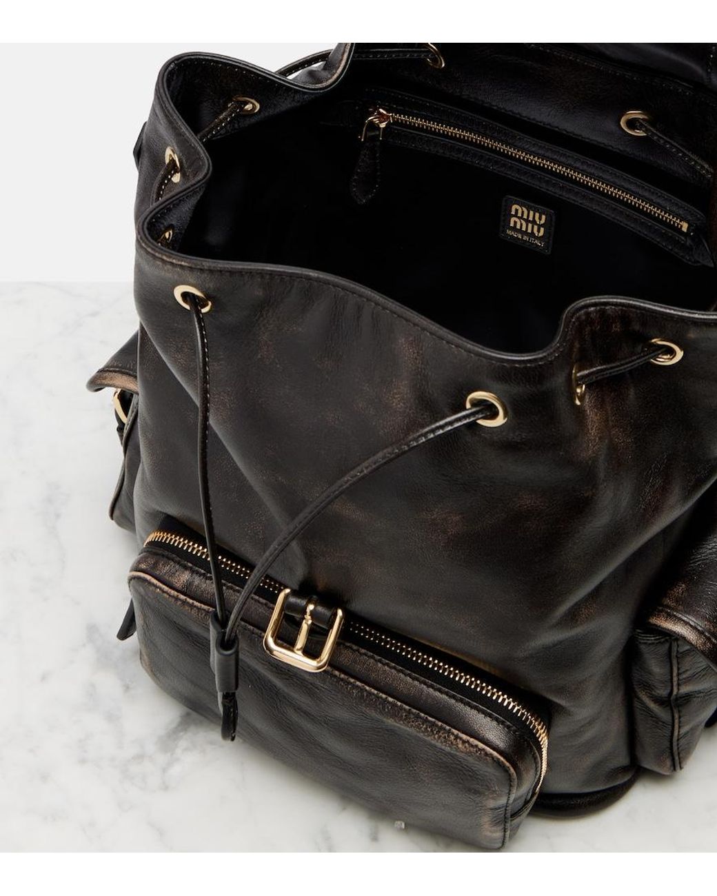 Miu Miu Black Leather Backpack