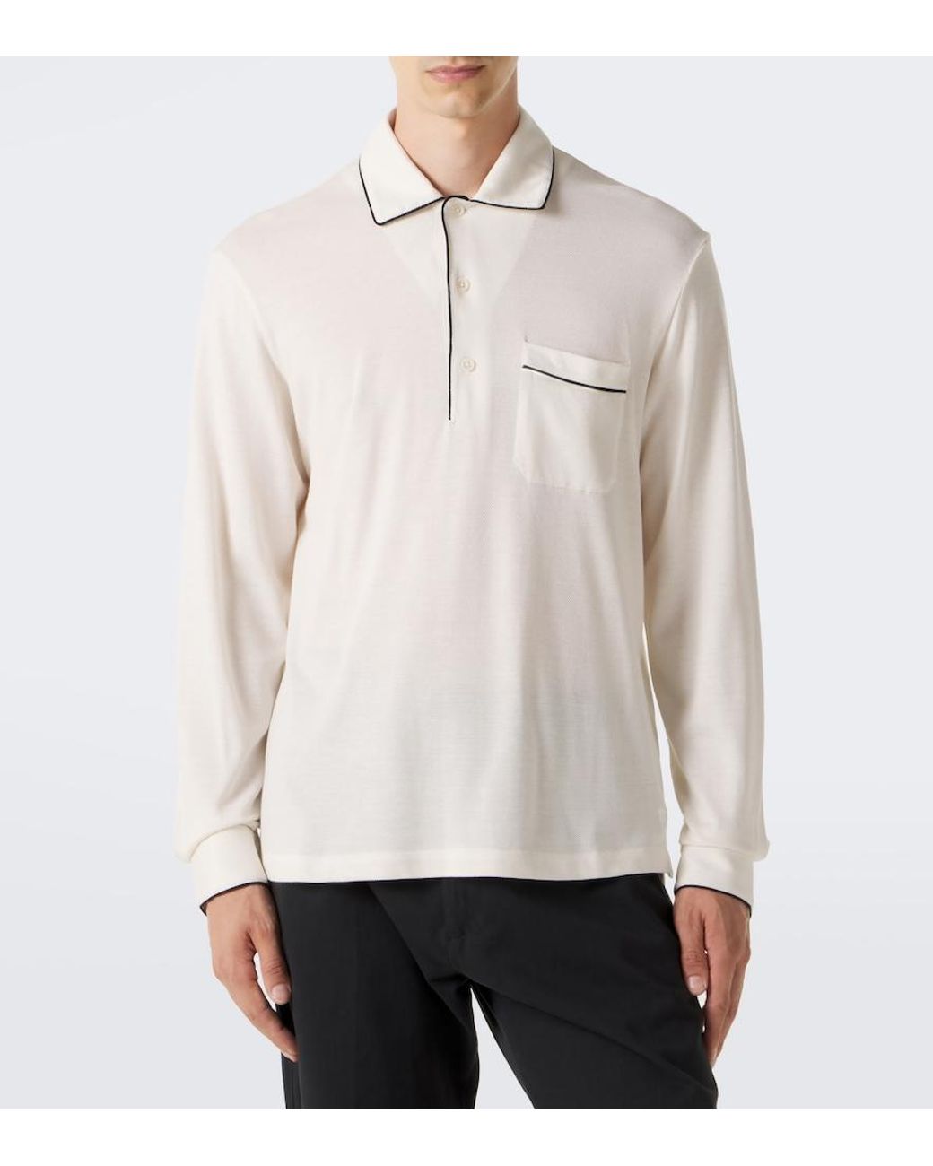 Tom Ford White Silk And Cotton Pique Polo Shirt for men