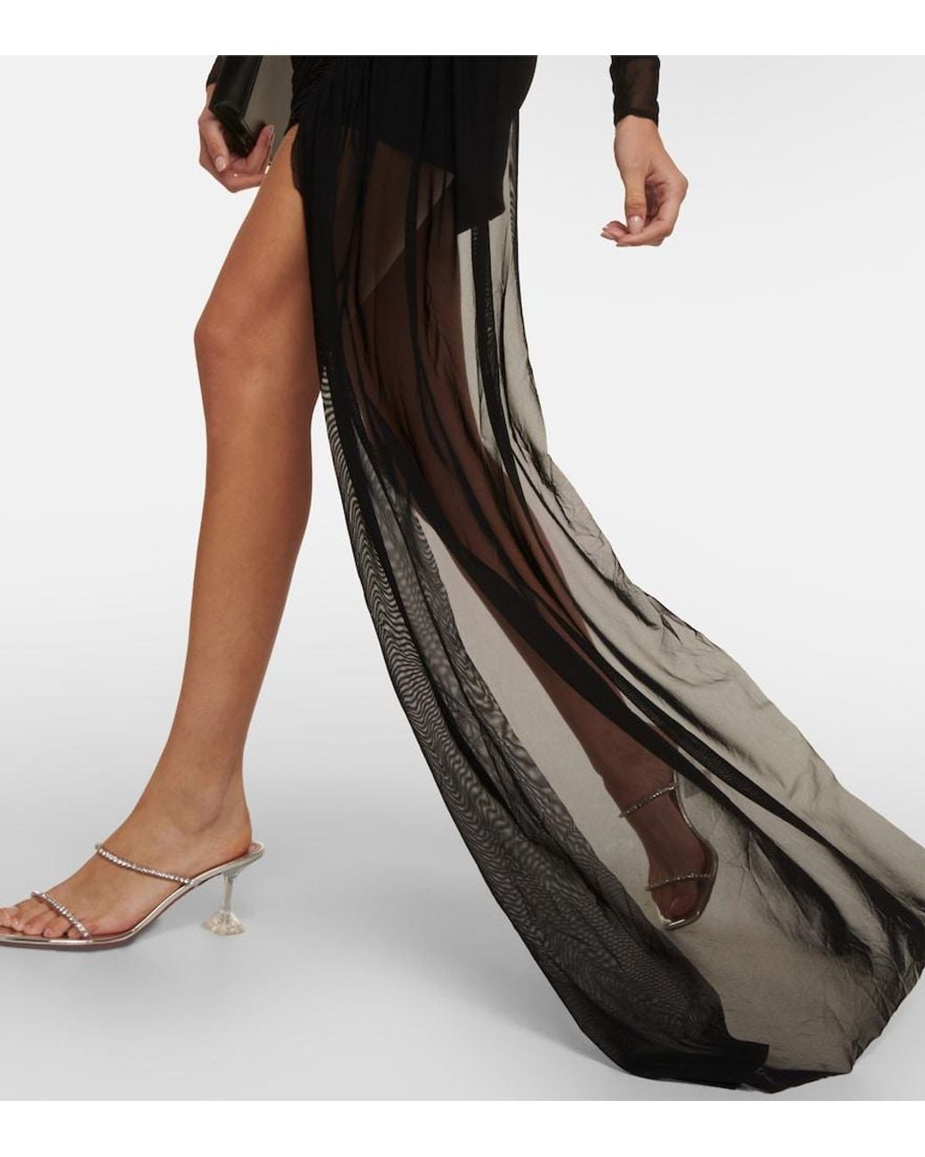David Koma Black Asymmetric Cutout Jersey Minidress