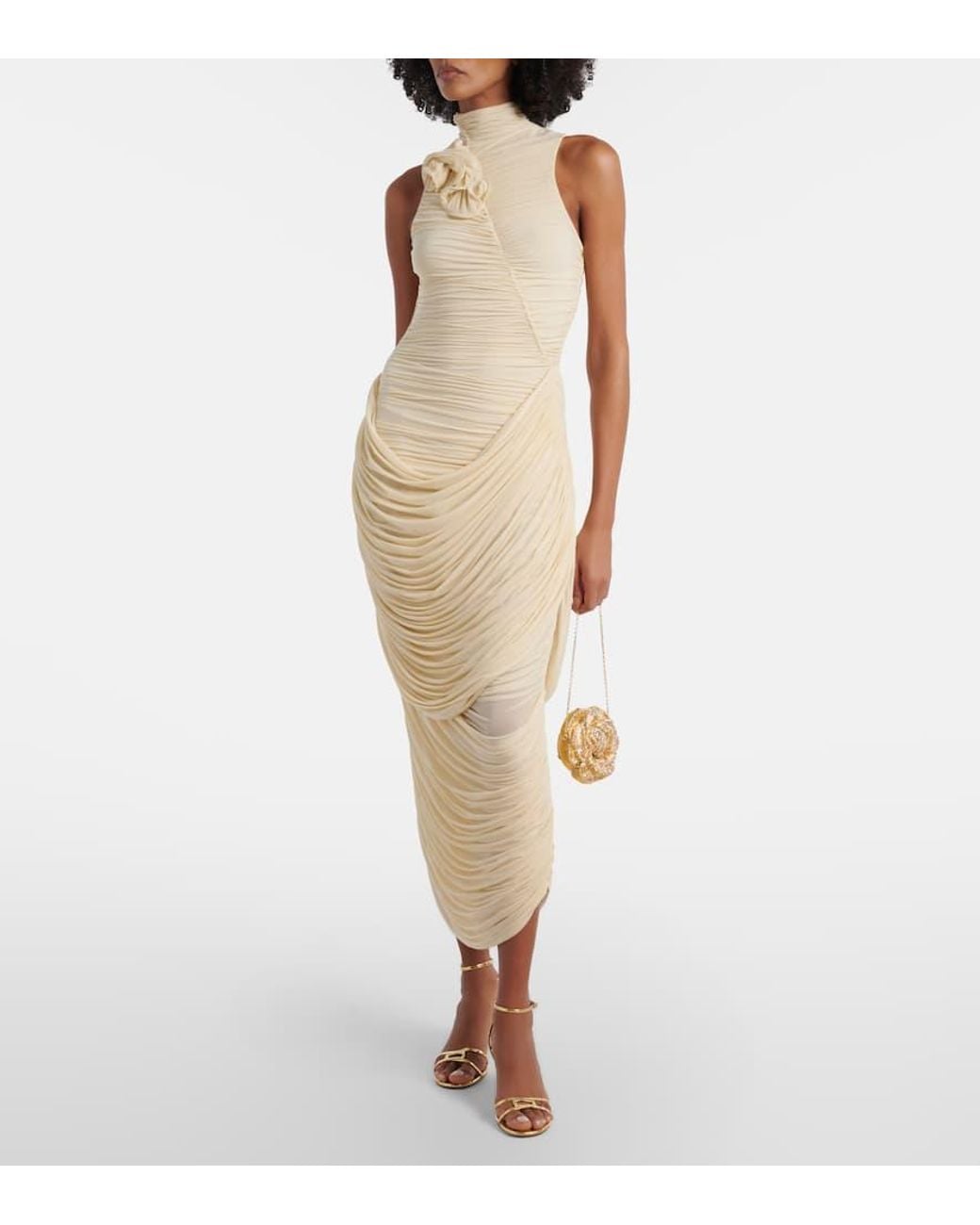 Clutch Golden Rose Con Cristales Judith Leiber de color Metallic