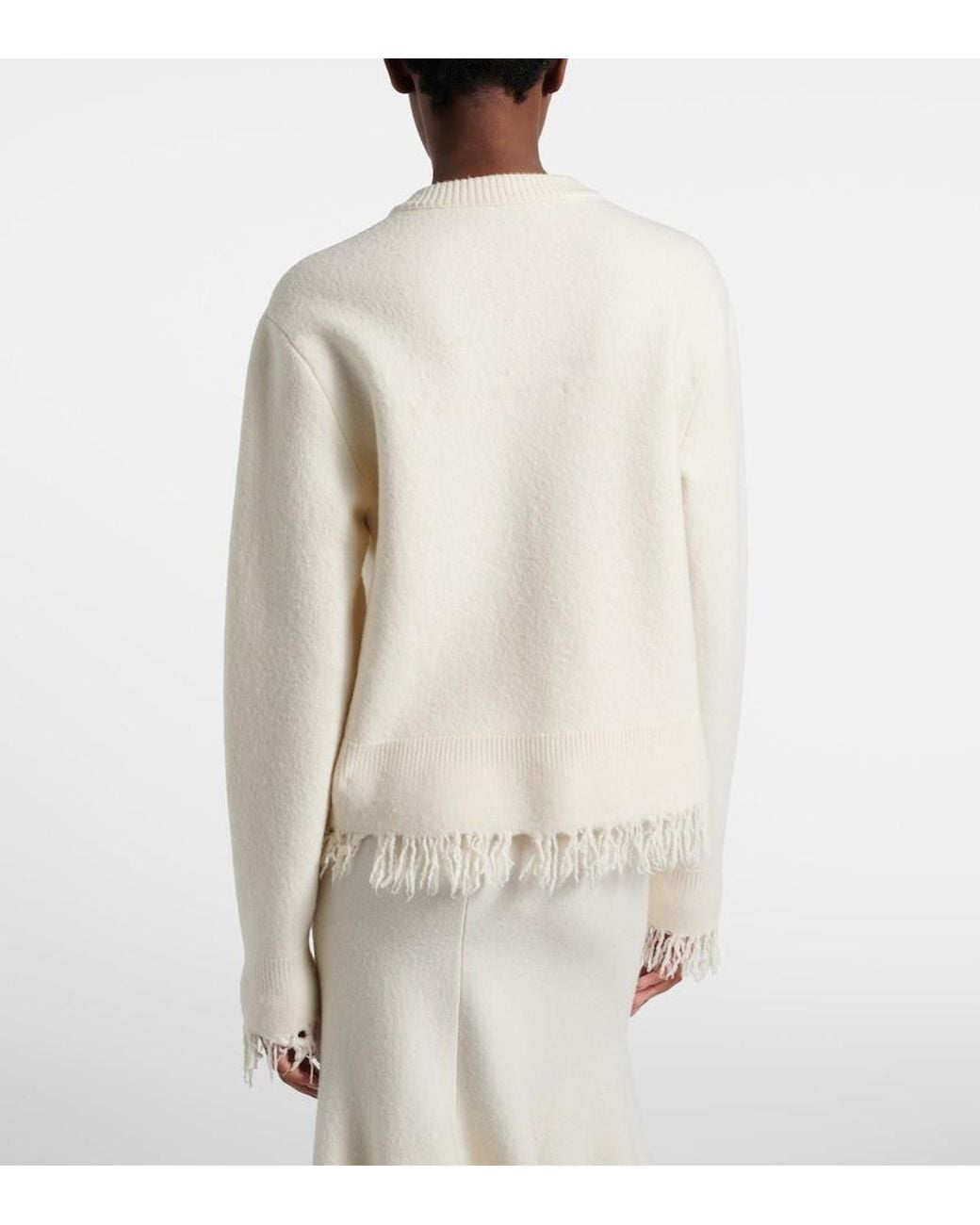Bottega Veneta Natural Fringed Wool Cardigan