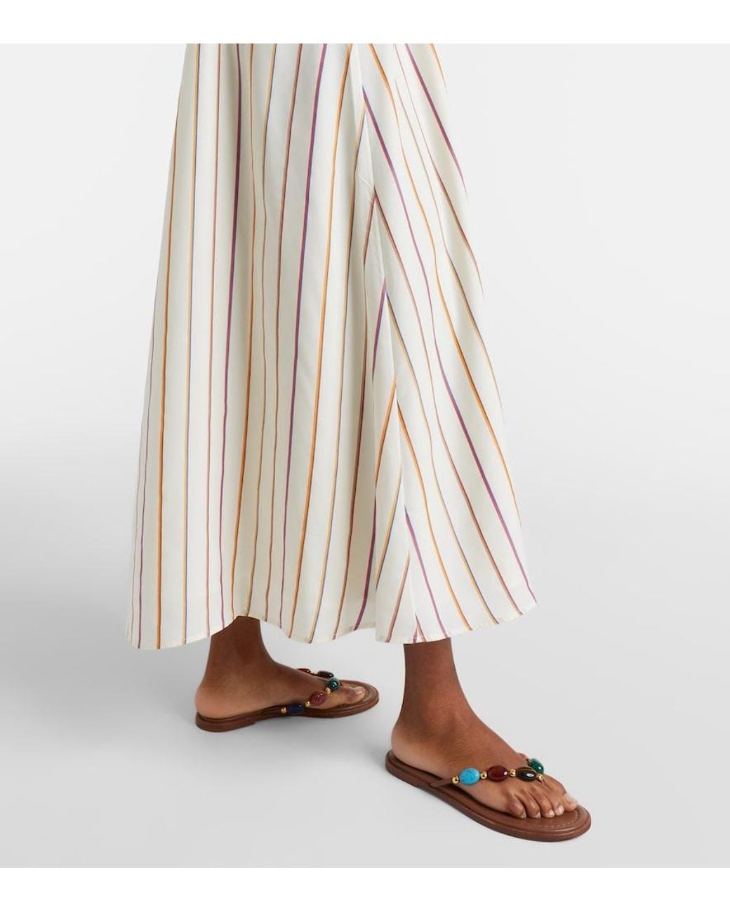 Asceno Natural Melfi Striped Maxi Dress