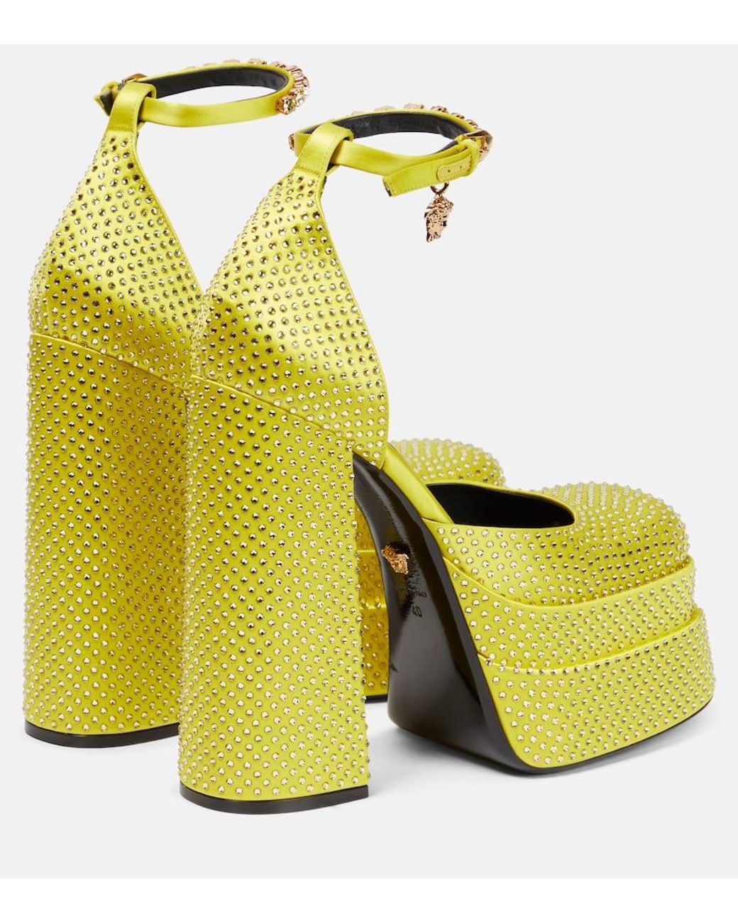 Versace Yellow Medusa Aevitas Embellished Platform Pumps