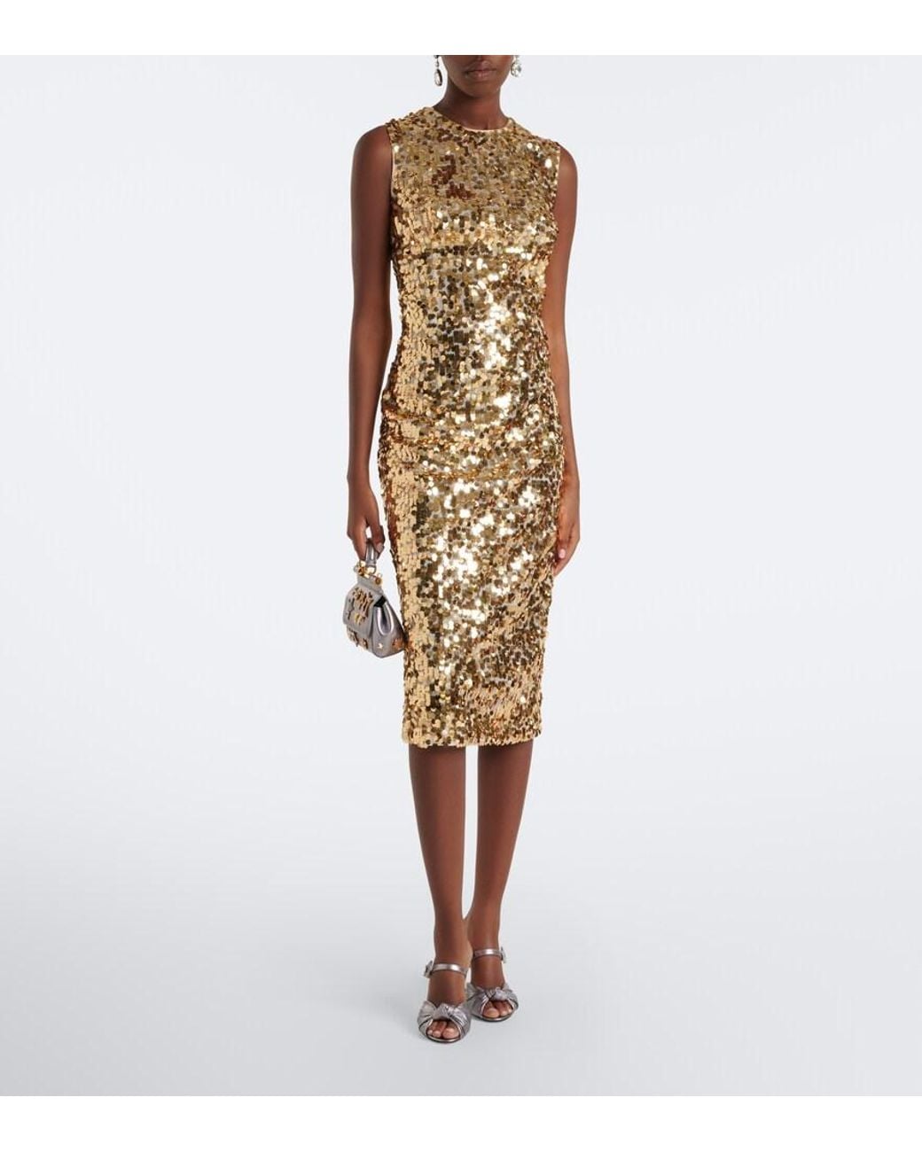 Dolce & Gabbana Metallic Sequined Midi Dress