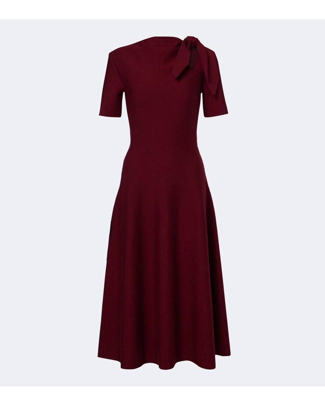 Oscar de la Renta Red Cutout Wool Midi Dress