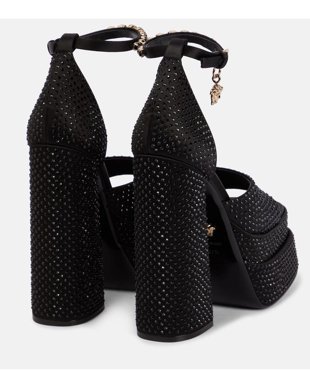 Versace Black Medusa Aevitas Embellished Platform Sandals