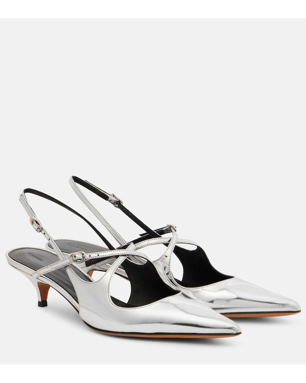 Proenza Schouler Metallic Slash 40 Mirrored Leather Slingback Pumps