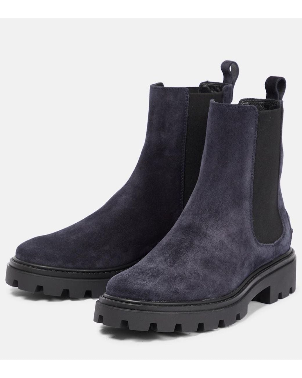 Tod's Blue Suede Chelsea Boots