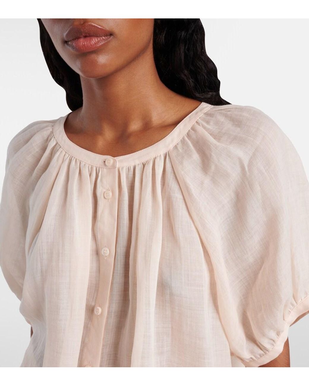Loro Piana Natural Gritt Ramie Blouse