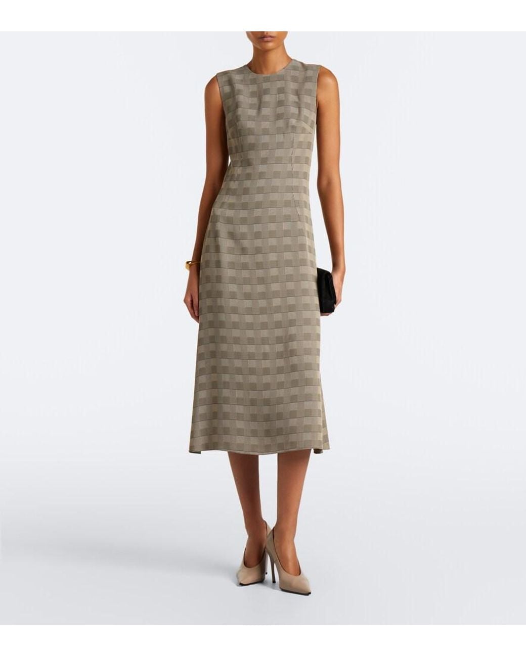 Emilia Wickstead Natural Rumi Prince Of Wales Check Midi Dress