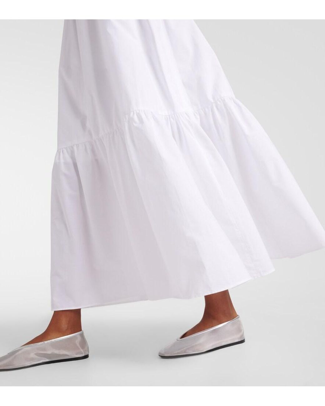 Patou White Tiered Cotton Maxi Skirt