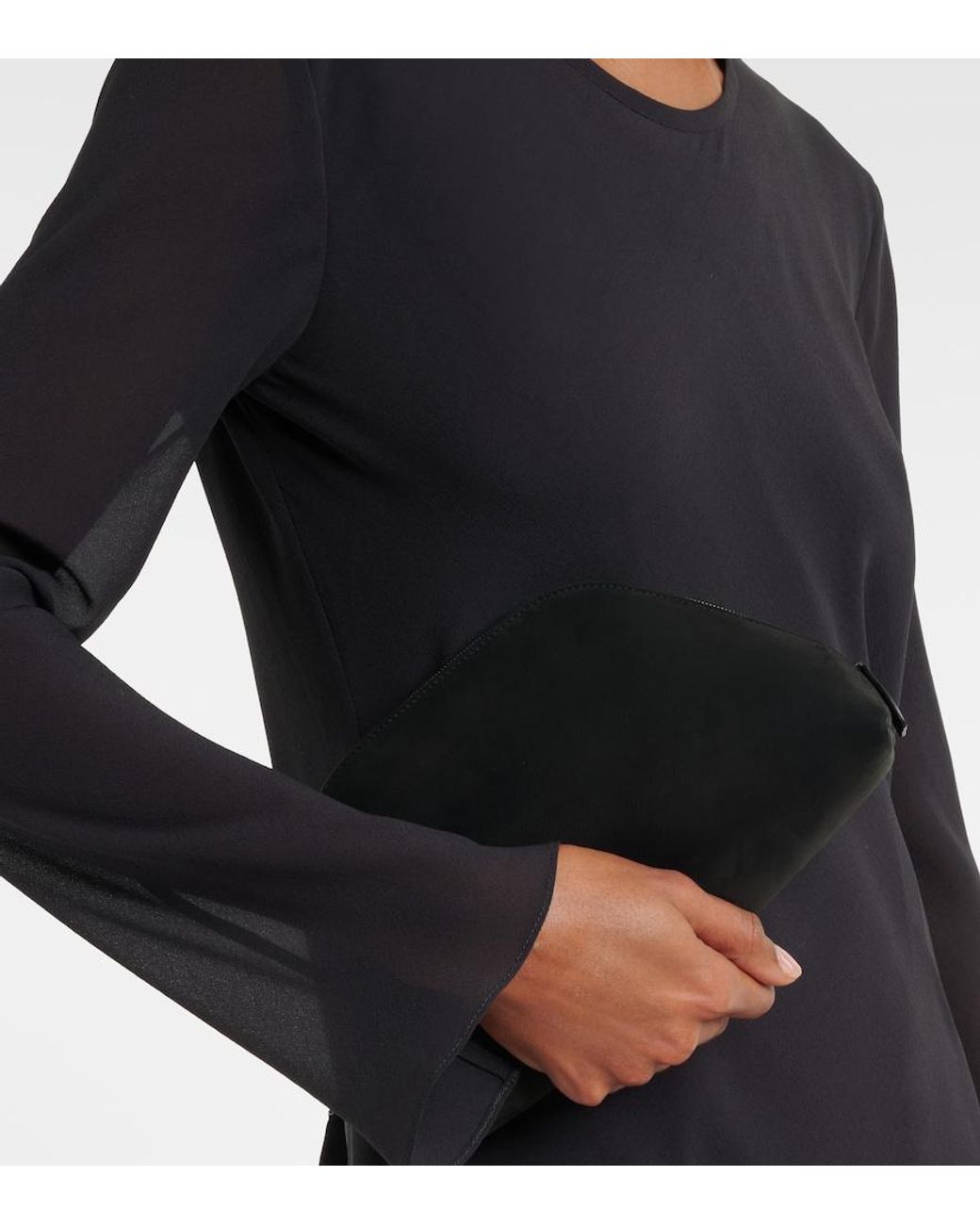 The Row Black Devon Suede Clutch