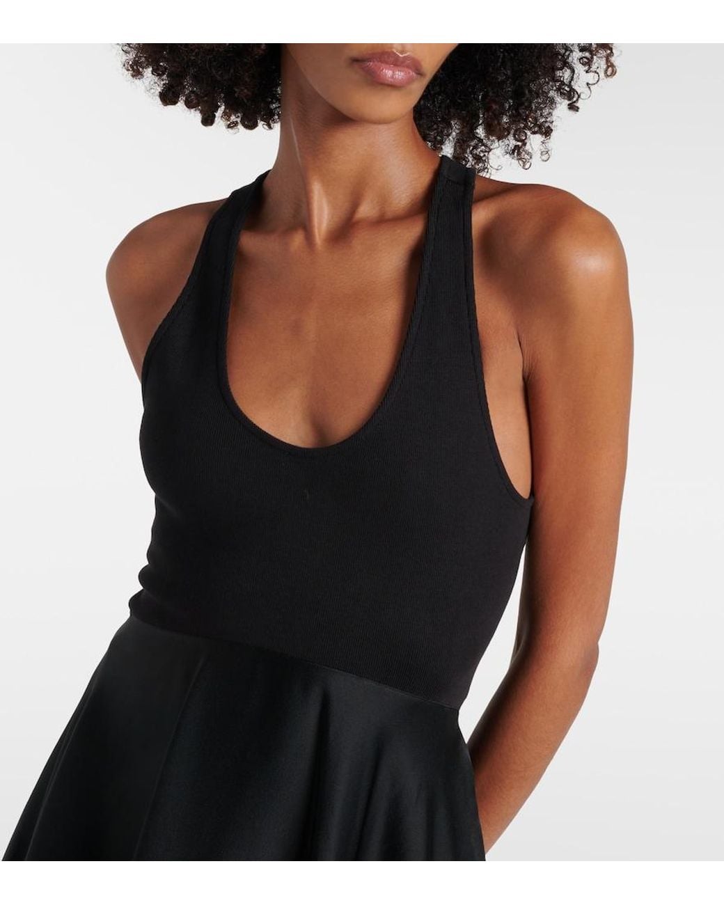 Alaïa Black Cotton-Blend Midi Dress