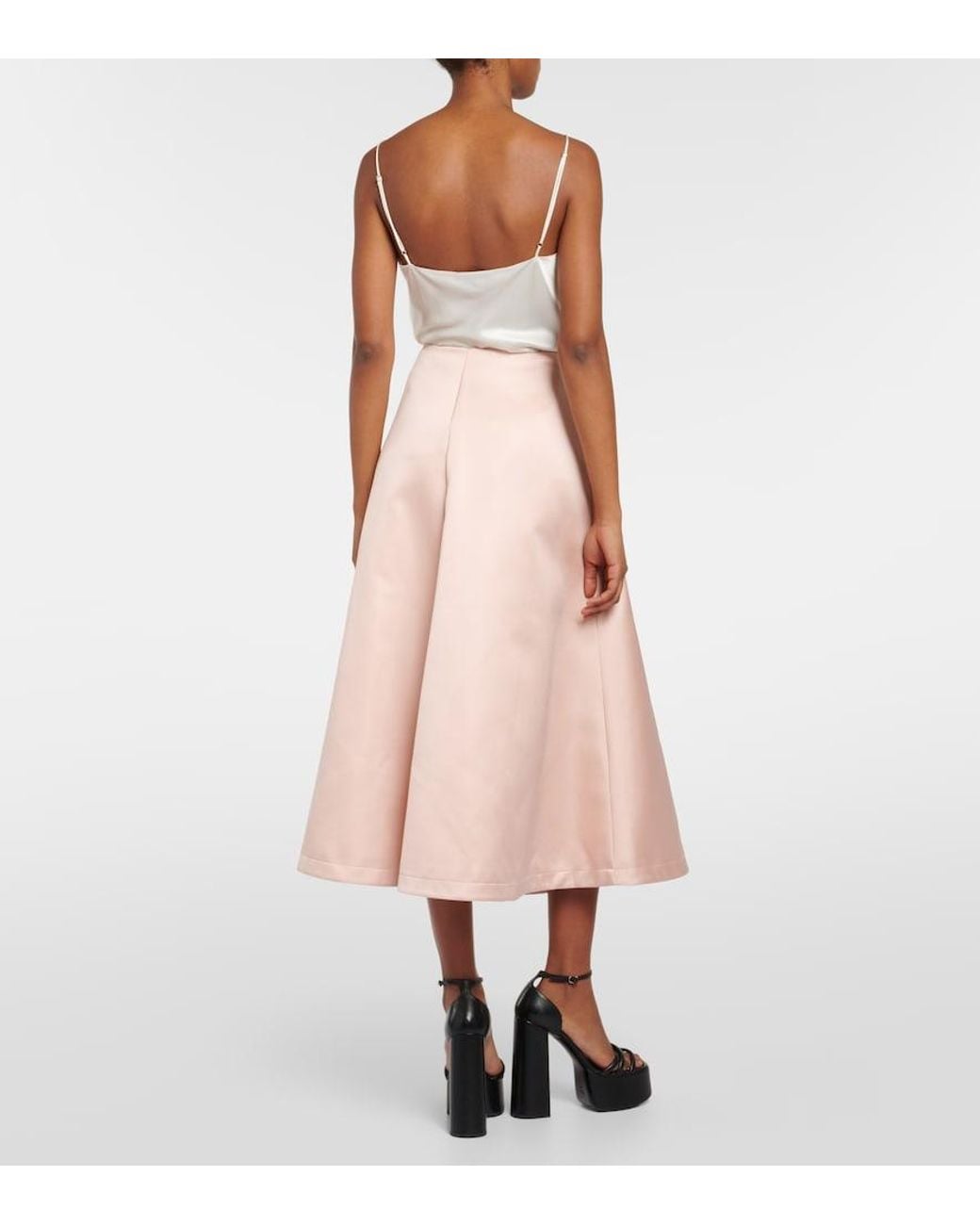 Altuzarra Pink Varda Satin Midi Skirt