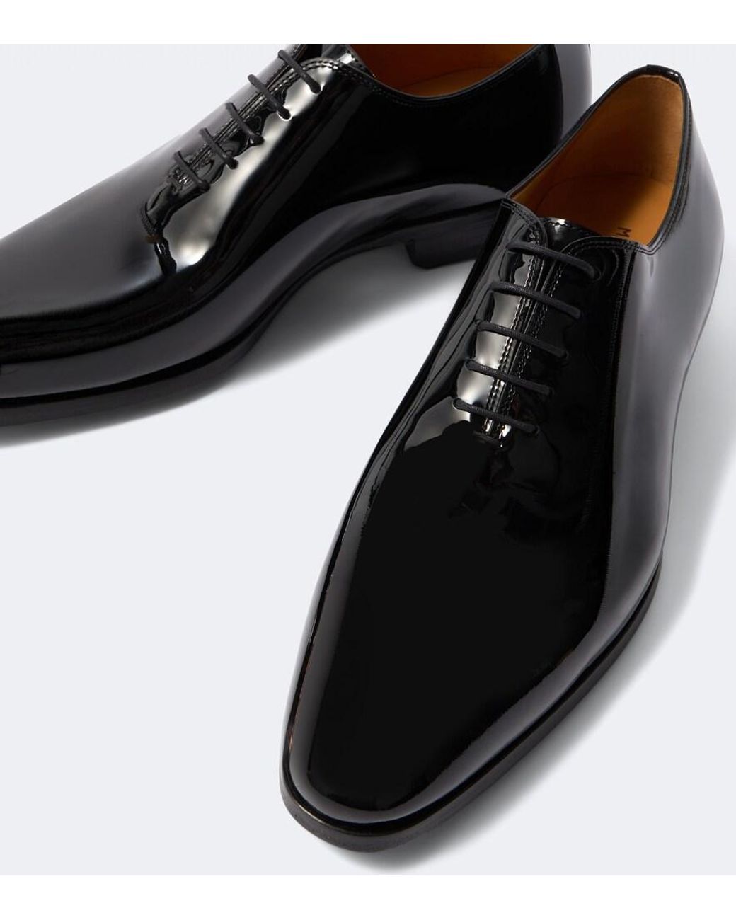 Magnanni Shoes Black Fleur Patent Leather Oxford Shoes for men