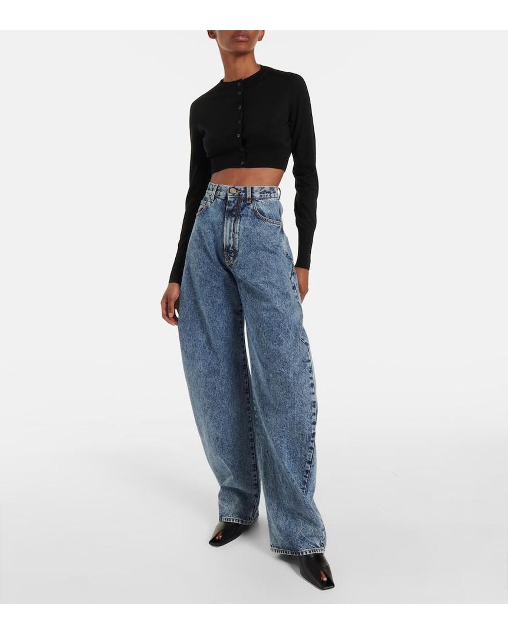 Alaïa Black Cropped Wool-Blend Cardigan