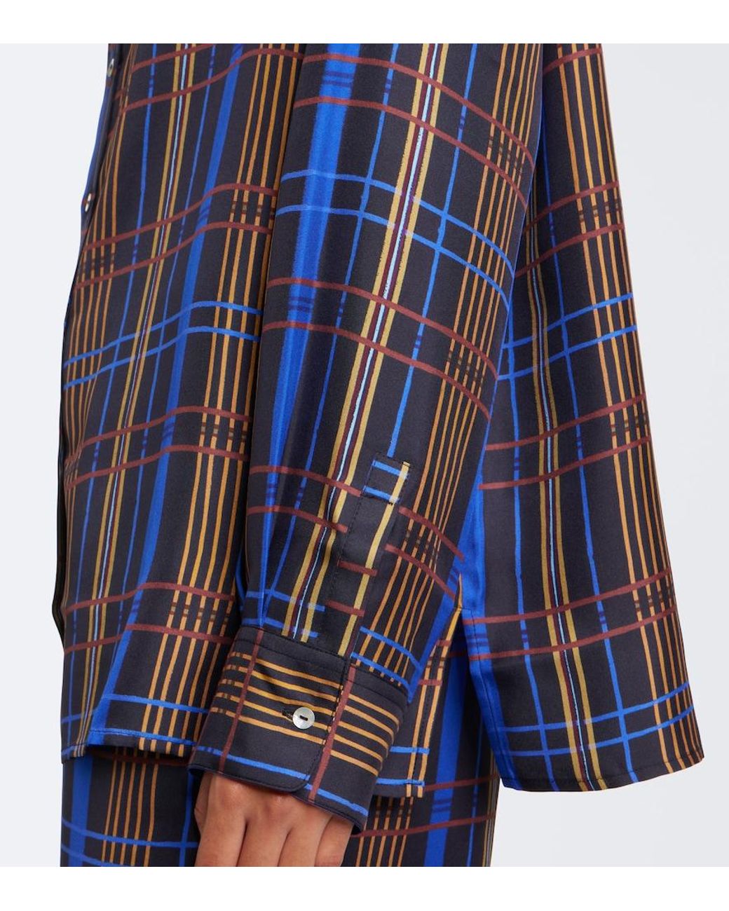 Asceno Blue Maya Checked Silk Shirt