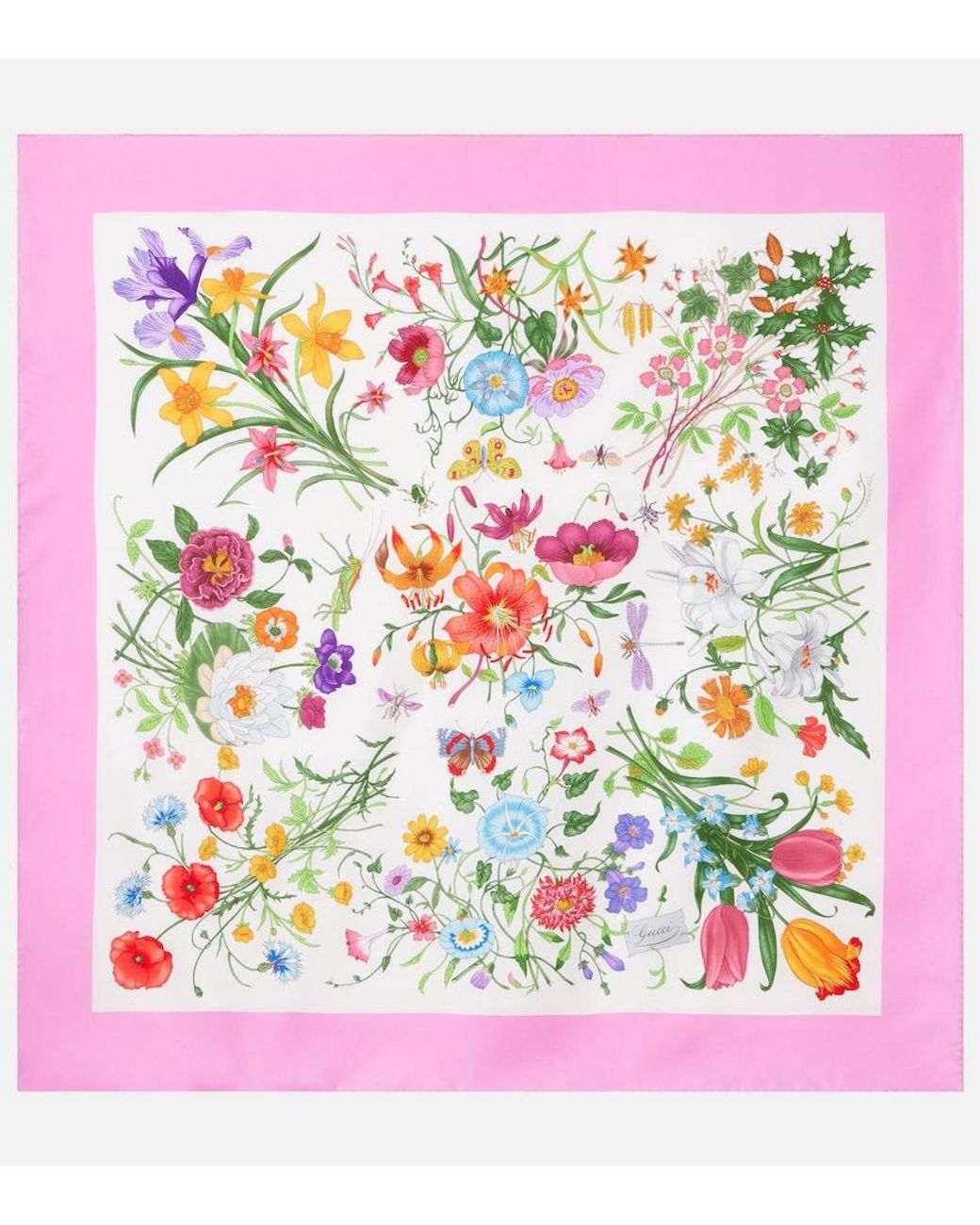 Gucci Multicolor Flora Silk Twill Scarf