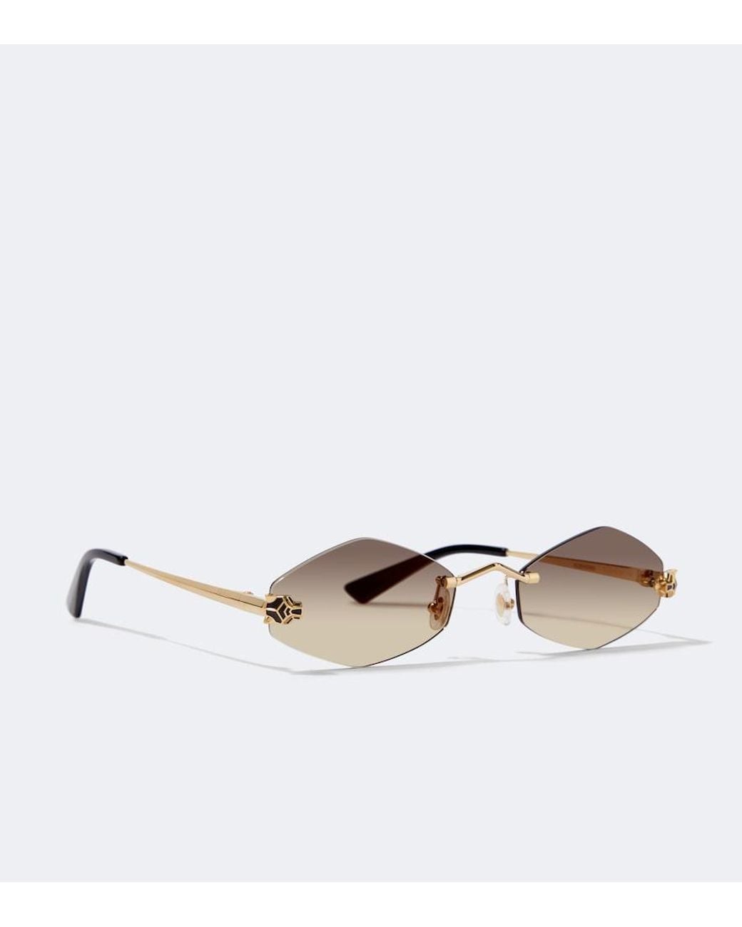 Cartier Brown Panthere De Cartier Oval Sunglasses for men
