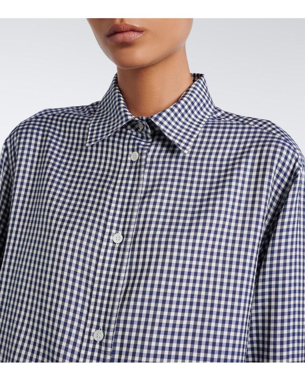 Loewe Blue Double L Gingham Silk Twill Shirt