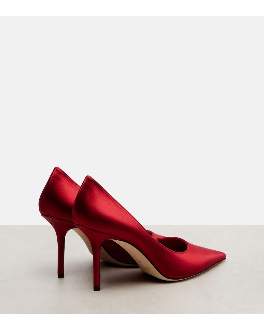 Jimmy Choo Red Love 85 Satin Pumps